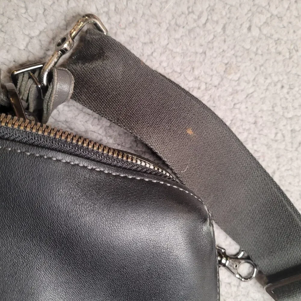 TUMI Harrison Horton Double Zip Black Leather Briefcase Laptop Bag 63002D